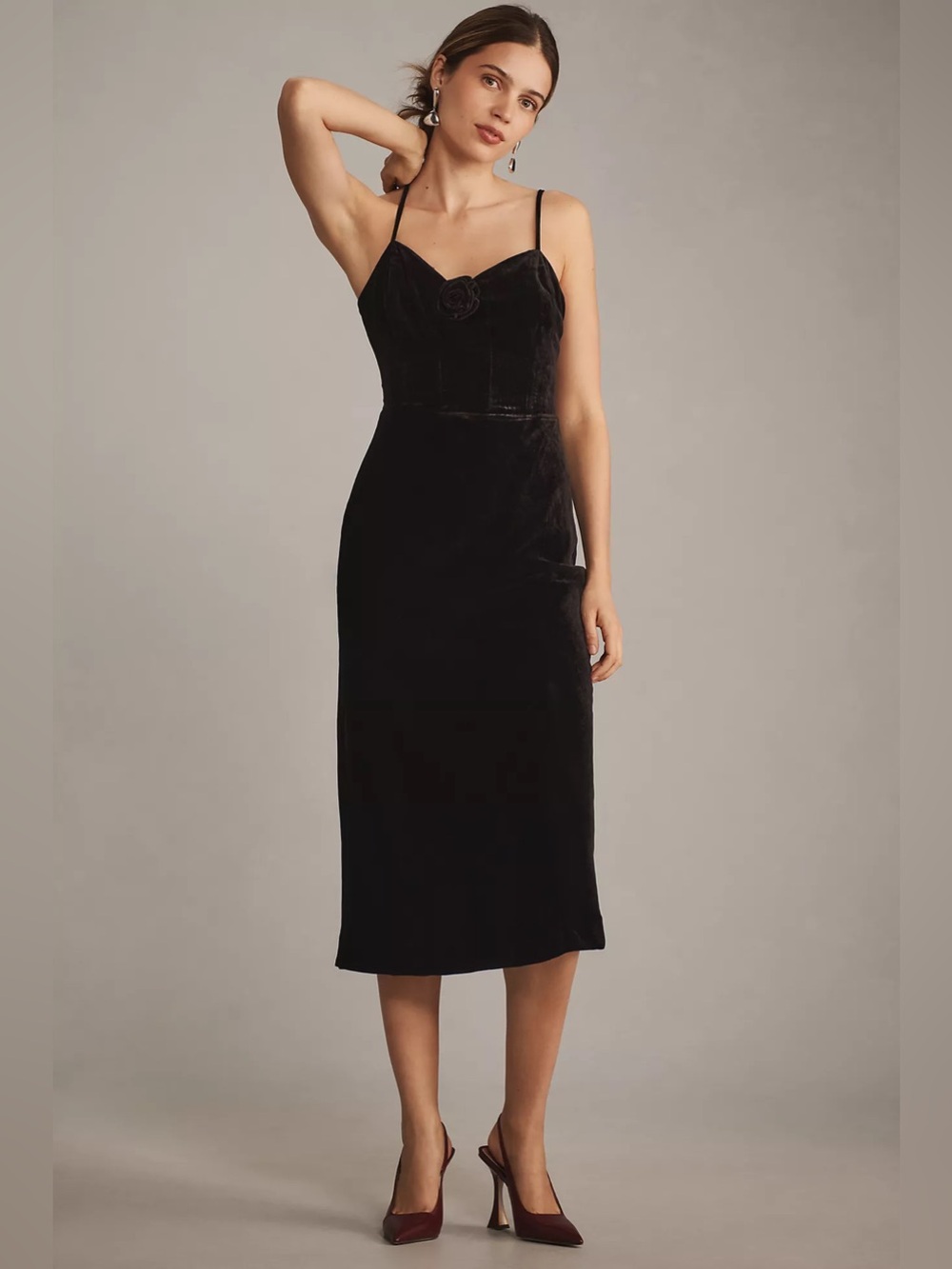 ANTHROPOLOGIE PAIGE Gaia Midi Dress Black Size 14 (New with tags)